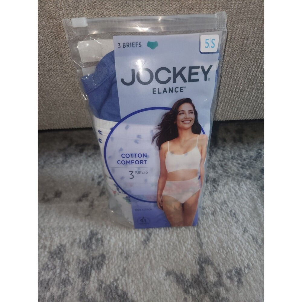 Jockey Elance Cotton Comfort Brief Panties Womens 5/S Multicolor Floral 3 Pack